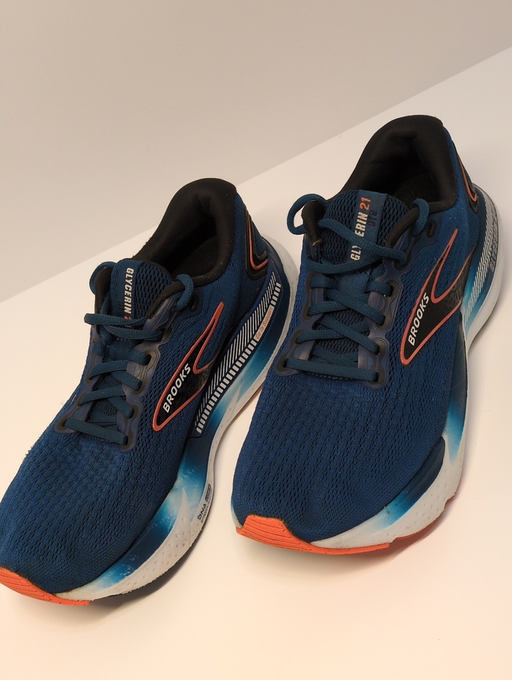 ​Brooks Glycerin 21 GTS Men's Running Shoes Blue Orange Size 8.5 D Medium